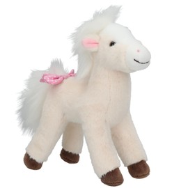 Depesche 13481 Miss Melody Cuddly Toy Horse in Cream White with Cuddly Mane, Approx. 18 cm Plush Toy with Pink Bow