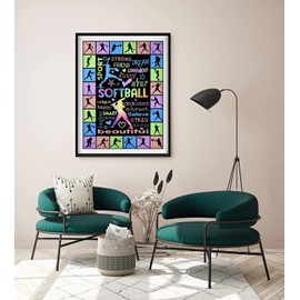 Softball Beautiful DIY 5D Diamond Painting Kits for Adults,Numbers Kits Arts and Crafts for Home Wall Decor 12x16 Inch