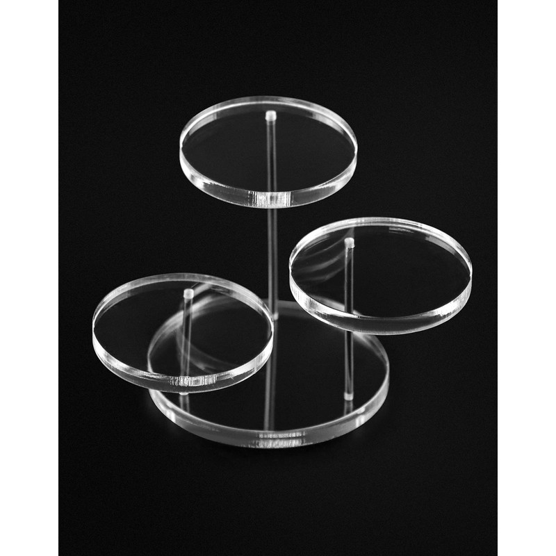 QWORK® 3-Tier Mini Acrylic Display Stand, Round Transparent Acrylic Display