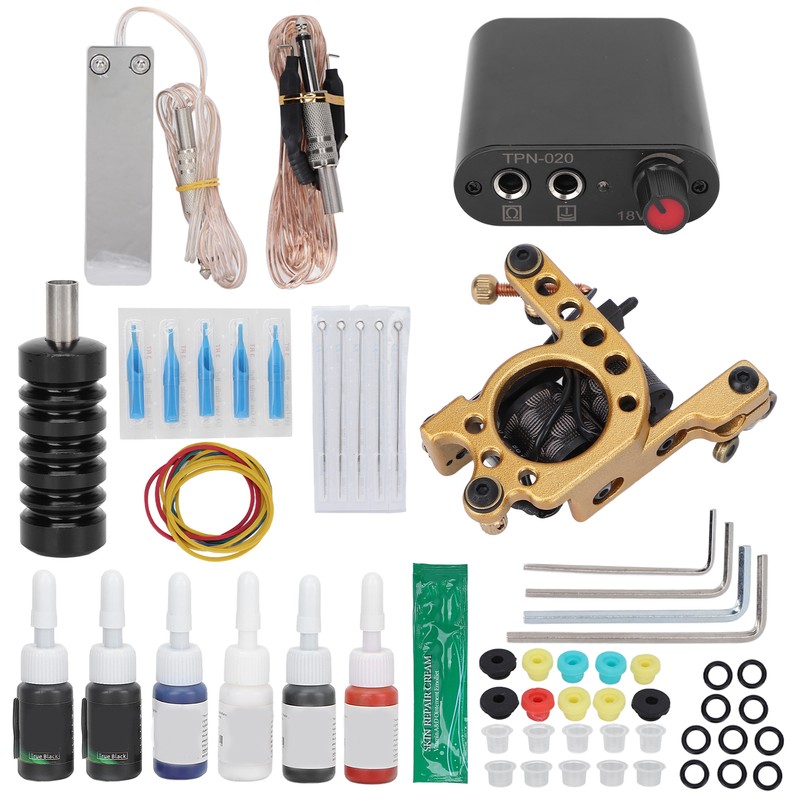 Professional Tattoo Machine Kit Tattoo Power Supply 10 Wraps Complete
