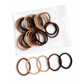 mAkibA Hair Elastics, Narrow, Set of 30, Jersey Hair Elastics, Seamless, Fabric Hair Elastics, 5 Colors, Brown, Beige, Women's, Gentle on Hair, No Marks, Durable, Large Capacity (A Type, Set of 30)