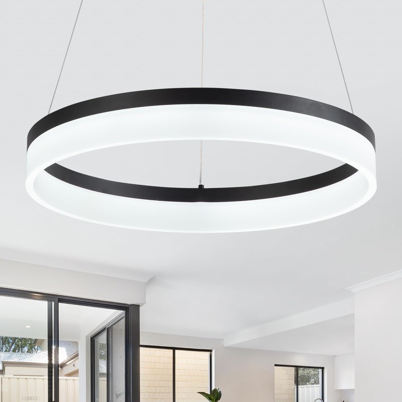 Buccleuch Black LED Chandelier, Dimmable Round Chandelier for Dining Room