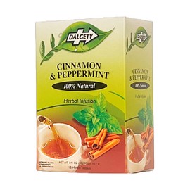 Dalgety Cinnamon and Peppermint Herbal Infusion 6x40g Cartons (6 Pack) 100% Natural, Caffeine Free Tea (Total 108 Teabags) ; Delicious and Packed with Unique Health Benefits