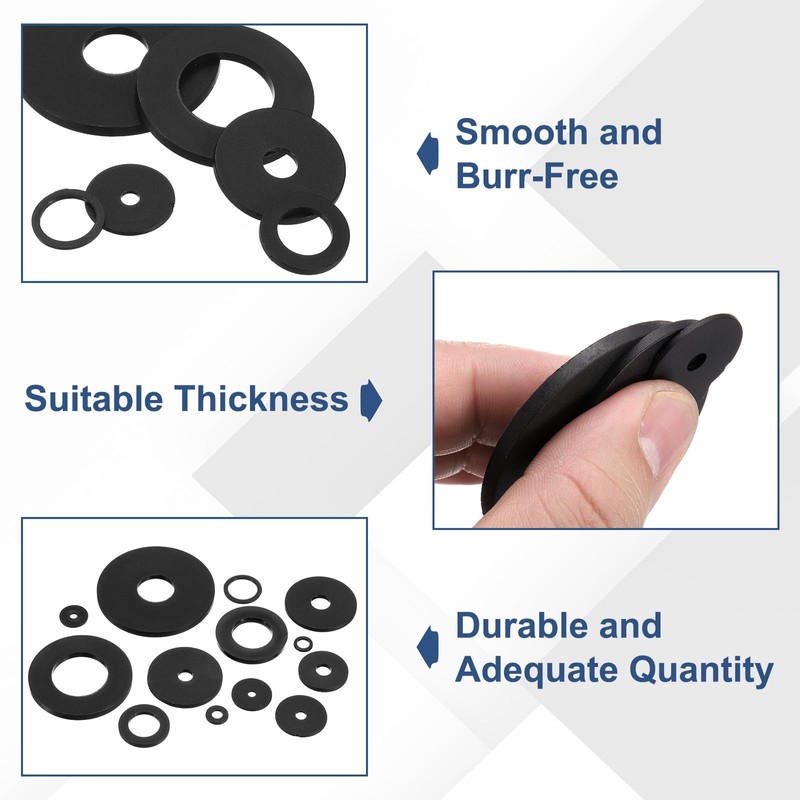sourcing map 55Pcs M6 Nylon Flat Washers Plain Washer 6mm