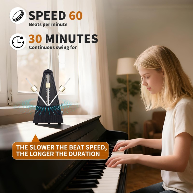 RIVVTA Mechanical Metronome High Precision Track Beat for Piano Ebony