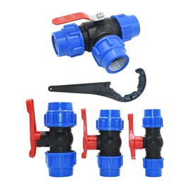 WOWCLEDED PE 3-Way Fast Connection Pipe Valve Plastic Ball Valve T-Type Water Splitte Internal Diameter 20/25/32/40/50mm Tube Accessories 1Pcs (Color : 50MM)
