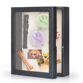 Love-KANKEI Shadow Box Frame 8x10 Shadow Box Display Case with Linen Back Memorabilia Awards Medals Photos Memory Box Rustic Black