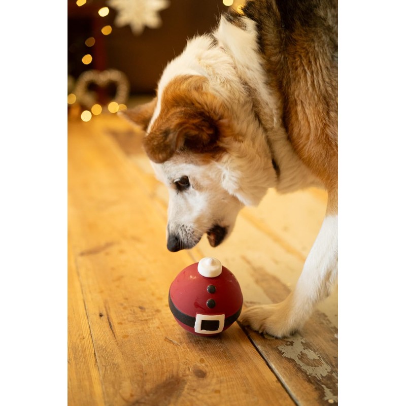 Petface Claus the Bauble, Latex Christmas Dog Toy with Built-In