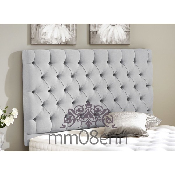 mm08enn Colchester Wall Mounted 36" Tall Headboard in Crushed Velvet Fabric Silver,Black,Cream,Champagne,White (Silver, 5ft King Size)