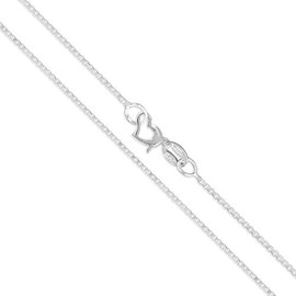 SAC SILVER Sterling Silver Box Chain 1mm Solid 925 Italy Lightweight Wide Valentine's Day Love Heart Clasp Necklace 18in