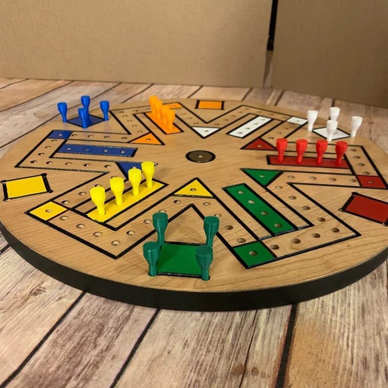 Fast Track Game Wood 35.5cm Diameter Family Board Game Brown