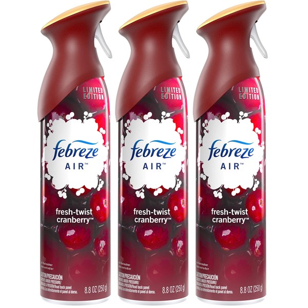Febreze 037000988854 Air Freshener Spray-Limited Edition-Winter Collection 2017-Fresh-Twist Cranberry-Net Wt. 8.8 OZ (250 g) Per Bottle-Pack of 3 B, kkk