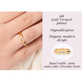 Silver Smile - 18k Gold Vermeil Band Ring for women – Tarnish Resistant, Hypoallergenic, Modern Chunky Design – Elegant Anniversary, Birthday, or Graduation Gift