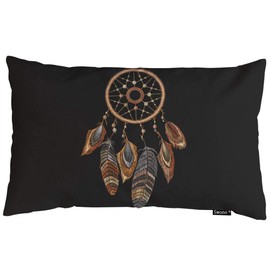Swono Dreamcatcher Throw Pillow Cover Embroidery Tribal Dream Catcher Boho American Talisman Cotton Linen Decorative Rectangular Pillowcase for Sofa and Bed Couch 12"X20"