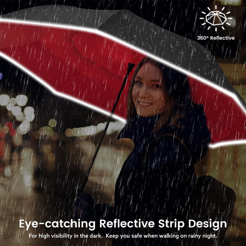 G4Free 62 Inch Large Reverse Umbrella with C-Shaped Handle, Windproof