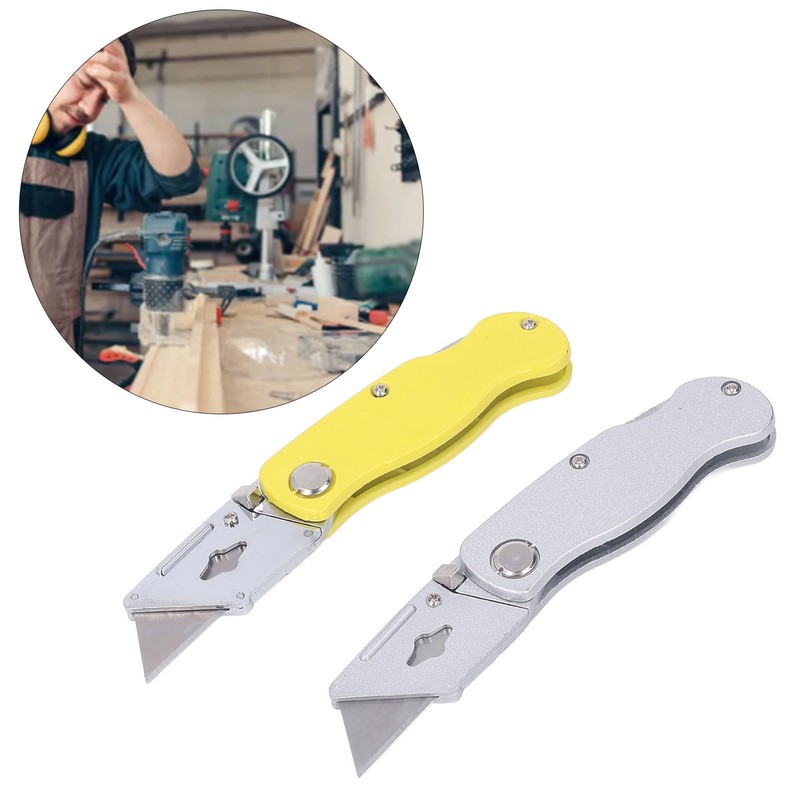 2 Pcs Folding Utility Knife Aluminum Alloy Industrial Grade Outdoor