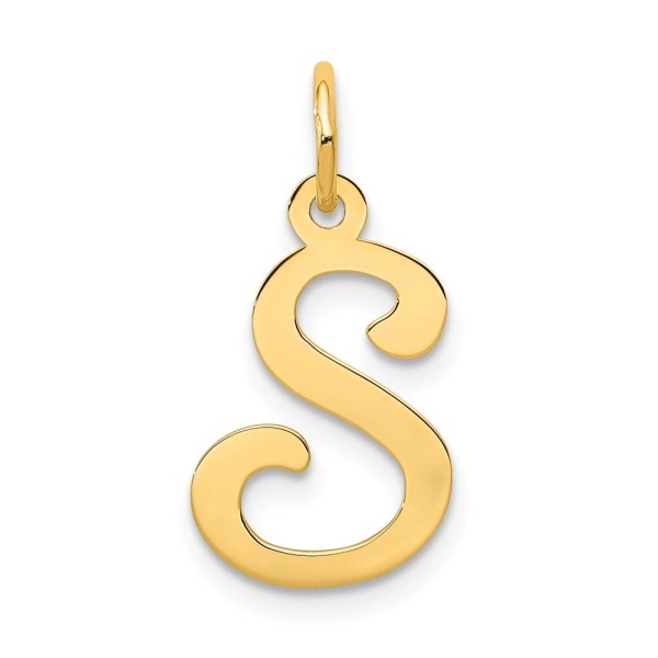GlittersandGold 14KY Script Letter S Initial Charm Bracelet Necklace