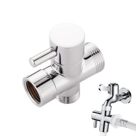 High Quality Brass Chrome Plated 3 Way Valve Shower Manifold Tap with T Connector Adapter 1 Water Port 2 Outlets
