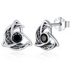 Viking Earrings for Men Women 925 Sterling Silver Black Celtic