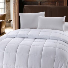 sheetsnthings 8pcs Calking Size Bed in a Bag Embroidered Amalia Navy & White Duvet Set Including Cotton 3pcs Duvet Cover Set+ 4pcs Calking Sheet Set+ 1pc King/California Down Alternative Comforter