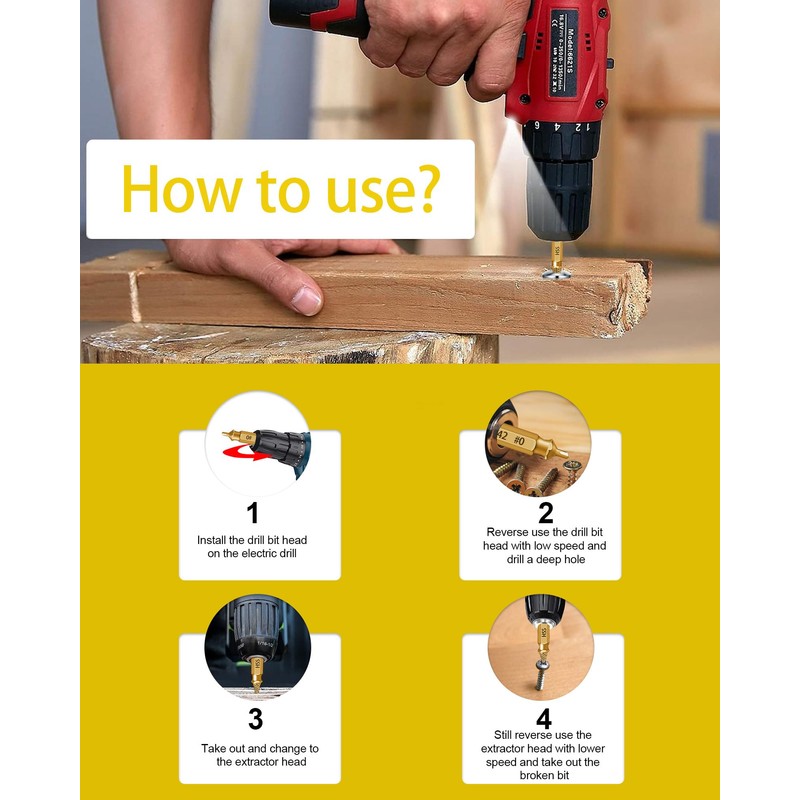 Damaged Screw Extractor Set- 6 psc HSS 6542 Stripped Screw