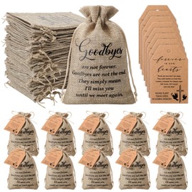 Tanlade 25 Sets Funeral Favors Forever in Our Hearts Seed Packet Organizer Favor Burlap Bag with Prayer Memorial Tags and Twine for Celebration of Life Loss of Loved One, No Seeds (Goodbyes)
