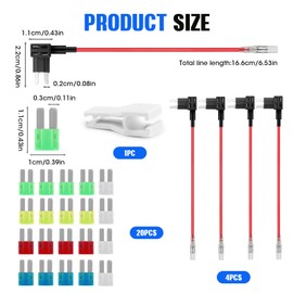 YENOVO 4 Pack 12V Car Add-a-Circuit Fuse Tap Adapter, Micro2 Blade Fuse Taps with 20 Pcs Fuses (10A/15A/20A/25A/30A), ATO ATC ATM APM Fuse Holder Jumper for Cars Trucks Boats