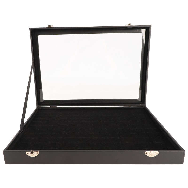 Ring Display Case Organizer with Transparent Lid 100 Slot Jewelry