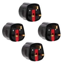 Set of 4 LED Universum travel adapters for earthing contact/Euro plug (type F) to GB England Cyprus Hong Kong V.A.Emirate socket (type G) - black | travel plug socket adapter 1508533