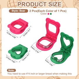 uxcell 2 Pack Crustless Sandwich Cutter, Square/Heart Shape Uncrustable Sandwich Maker Sealer Press Bread Cookie Cutter and Sealer for DIY Breakfast Lunch Afternoon Tea (Rose Red/Green)