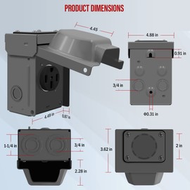 ENERLITES 50 Amp 125/250V NEMA 14-50R Power Outlet, Lockable Weatherproof Receptacle for RV, Electric Car, Generator, and More, 3-Pole, 4 Wire, 66500M, Black with Outdoor Box
