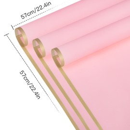 WRAPAHOLIC 20 Sheets Flower Wrapping Paper - 22.4 x 22.4 inch Gold Trim Pink Water-Resistant Floral Bouquet Wrapping Paper, Florist Supplies Packaging Paper for Wedding Birthday Gift DIY