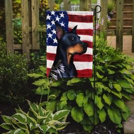Caroline's Treasures CK6504GF Doberman Pinscher Dog American Flag Garden Flag Mailbox Flag Decorative Yard Flag Banner Outside Patio Artwork Yard Flower Beds, Garden Size, Multicolor