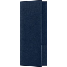4 x 9 Mini Folders - Two Pockets - Dark Blue Linen - Pack of 25 | Perfect for Smaller pamphlets, Stepped Inserts and More! | MF-4801-DDBLU100-25