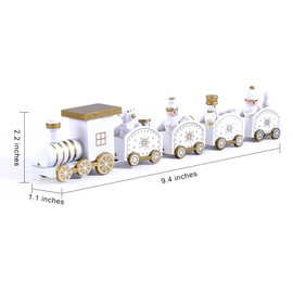 Lifreer Christmas Train Decorations, 1 Pack Wooden Christmas Train Toy Set Mini Caravan Train with 4 Carriages for Christmas Decorations and Gifts, Kindergarten Ornaments (White)
