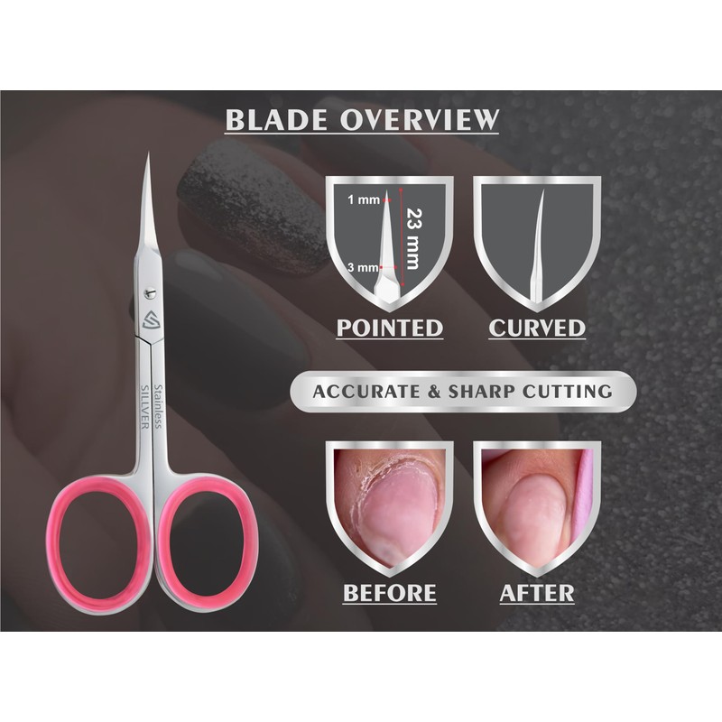 Cuticle Scissors Extra Fine Curved, Super Slim Small Scissors with