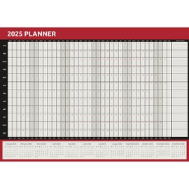 2025 Wall Planner Calendar A1 Size (84cm x 59cm) Full Year to view Calendar Home Office Work Full Year (Red)