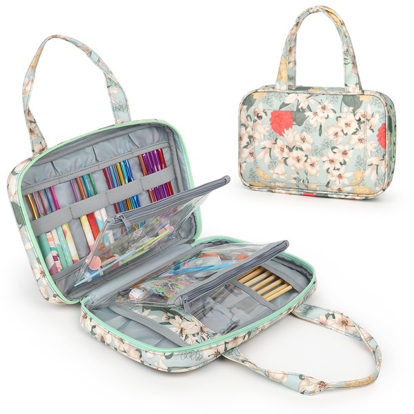 Reessy Knitting and Crochet Organiser Case Empty, Portable Zipper Knitting