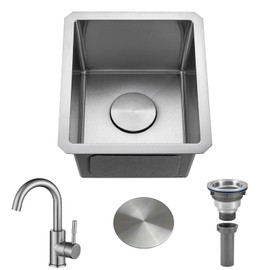 13 Inch Bar Sink Undermount 13x15 Kitchen Single Bowl Stainless Steel Small Sink Modern RV Sinks with Faucet Combo
