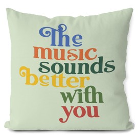 Likjad Room Music Room Decor,Green Pillow Covers 18x18 - Sage Green Decorative Throw Pillow Cover,The Music Sounds Better with You Pillowcase,Sage Green Throw Decorative Pillowcase for Couch Living