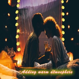 L LAMPOP C9 Solar Powered LED Christmas String Lights 50 LED Waterproof Strawberry Light with 8 Mode Green Wire Lighting for Outside Patio Wedding Party Decor