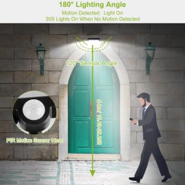 100 LED Solar Powered Wall Light Outdoor IP65 Waterproof Motion Sensor Lamp Dusk to Dawn Beads Designcolor: Black Color