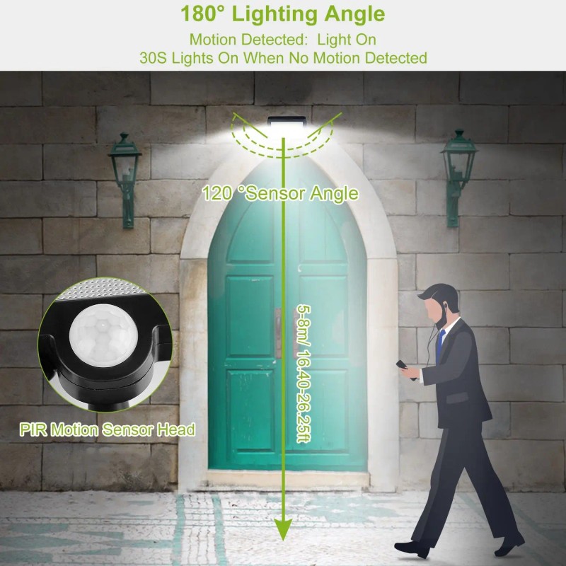 100 LED Solar Powered Wall Light Outdoor IP65 Waterproof Motion