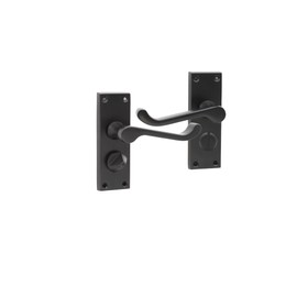 Infinity Decor Matt Black Victorian Scroll Privacy Bathroom Latch Door Handles - for Interior & Exterior Use