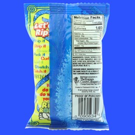 Blue Raspberry Candy Rip Rolls, Chewy Sour Candies, Individually Wrapped Party Favors, Sticker Included, 1.4 Ounces, (Pack of 3)