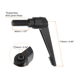 HARFINGTON 2pcs Adjustable Clamping Lever Handles M16 x 40mm Male Thread Bolt Knobs Rotating Screw Locking Quick Release Ratchet Push Button Handle, Black