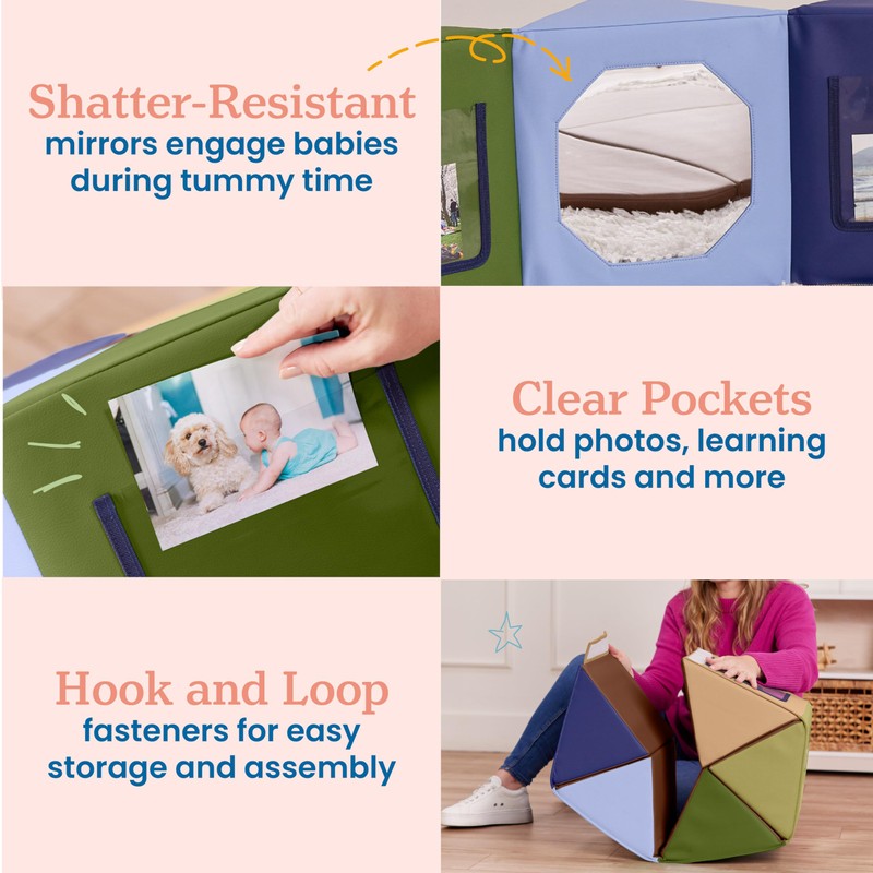 ECR4Kids SoftZone Wall of Mirrors, Activity Center, Earthtone