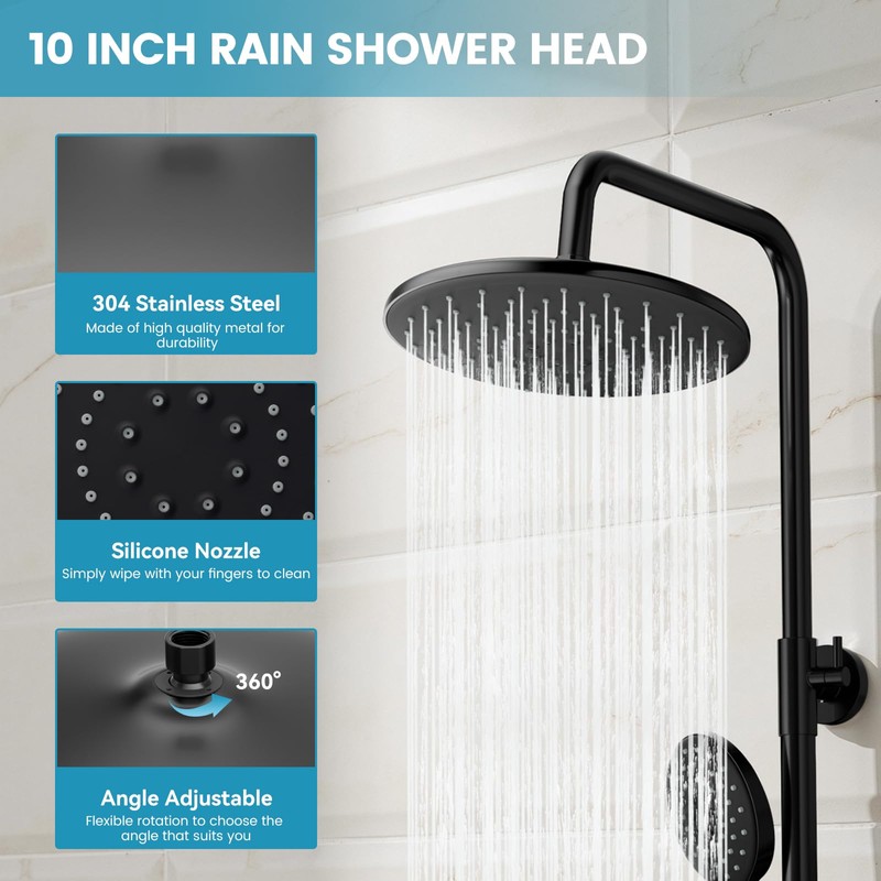 Hurran Shower System with 10 Inch Rain Shower Head and
