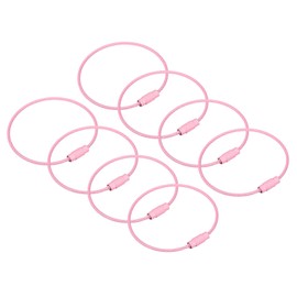 sourcing map 8Pack Cable Key Rings, 6-inch(155mm) Wire Keychain Twist Loops for Lanyards, Keychains, Luggage Tags, Light Pink