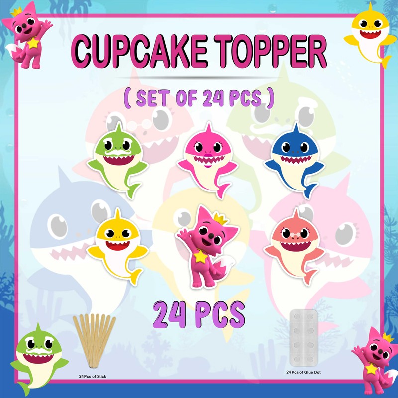 "Bby Shrk Cupcake Toppers – Cute Party Decorations for Bby